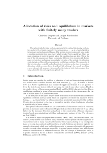 Allocation of risks and equilibrium in markets with finitely many traders