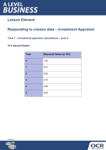 Responding to unseen data - Investment Appraisal
