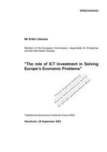 The role of ICT Investment in Solving Europe`s Economic Problems