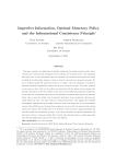 Imperfect Information, Optimal Monetary Policy and the Informational