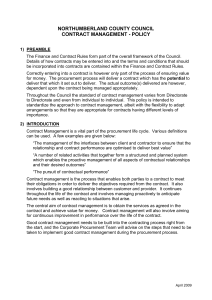 Contract Management Policy - Northumberland County Council