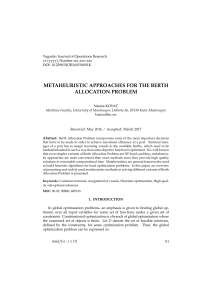 metaheuristic approaches for the berth allocation problem