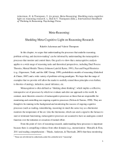 Meta-Reasoning: Shedding Meta-Cognitive Light on Reasoning