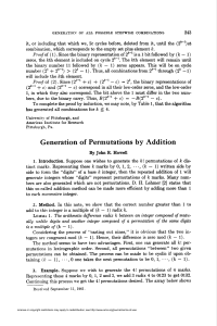 Generation of Permutations by Addition