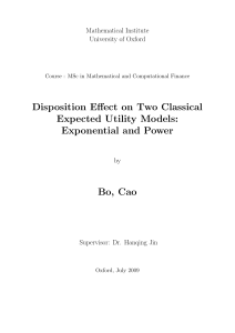 Disposition Effect on Two Classical Expected Utility Models
