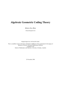 Algebraic Geometric Coding Theory