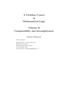 A Problem Course in Mathematical Logic Volume II Computability