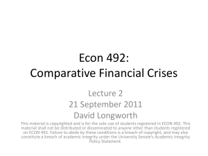 Econ 492: Comparative Financial Crises