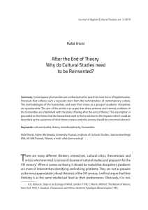 after the end of theory. Why do Cultural Studies need to be