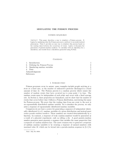 SIMULATING THE POISSON PROCESS Contents 1. Introduction 1 2