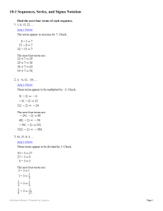 10-1 Sequences, Series, and Sigma Notation