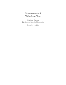 Microeconomics I Michaelmas Term
