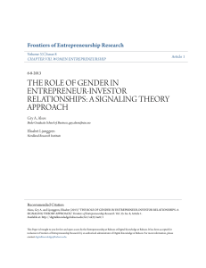 the role of gender in entrepreneur-investor relationships: a signaling