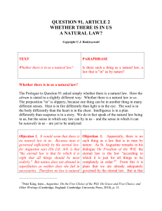 question 91, article 2 whether there is in us a natural law?