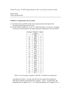 Final Exam: 15-853Algorithm in the real and virtual world