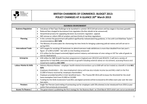 POLICY CHANGES AT A GLANCE 20 th March 2013