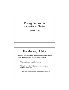 Pricing Decision in International Market The
