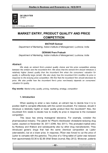 market entry, product quality and price competition