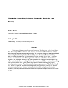 The Online Advertising Industry: Economics, Evolution, and Privacy
