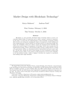 Market Design with Blockchain Technology