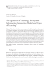 The Question of Learning: The System