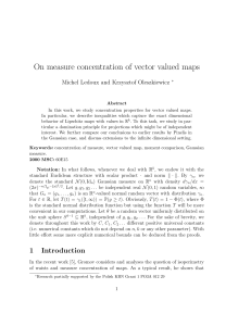 On measure concentration of vector valued maps