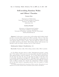 Self-avoiding Random Walks and Olbers` Paradox - Serval