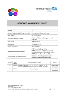 Medicines Management Policy - Portsmouth Hospitals NHS Trust