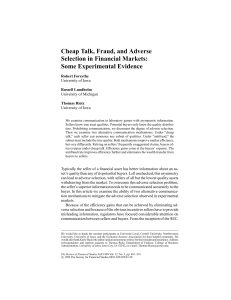 Cheap Talk, Fraud, and Adverse Selection in Financial Markets