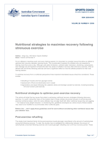 Cox, G. Nutritional strategies to maximise recovery following