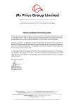 Notice to shareholders of Mr Price Group Limited Shareholders are