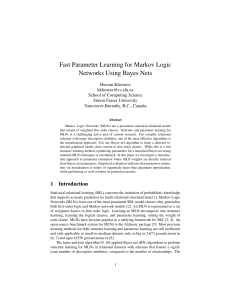 Fast Parameter Learning for Markov Logic Networks Using Bayes Nets