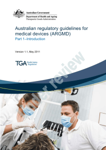 Australian regulatory guidelines for medical devices