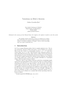 Variations on Belyi`s theorem - Universidad Autónoma de Madrid
