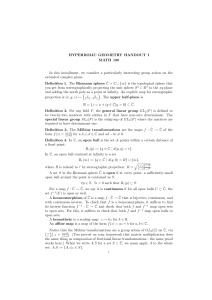 HYPERBOLIC GEOMETRY HANDOUT I MATH 180 In this