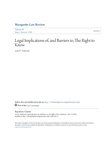 Legal Implications of, and Barriers to, The Right to Know