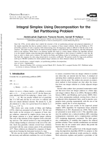 [SE4] Integral simplex using decomposition for the set partitioning
