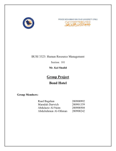Mr. Kal Shadid Group Project Bond Hotel Group Members