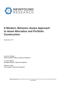 A Modern, Behavior-Aware Approach to Asset Allocation and