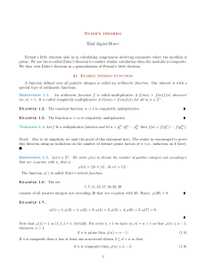 Euler`s totient function and Euler`s theorem