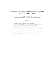 Monge–Kantorovich transportation problem and optimal couplings