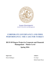 CORPORATE GOVERNANCE AND FIRM PERFORMANCE: THE