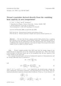 Nernst`s postulate derived directly from the vanishing heat capacity