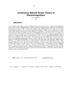 Continuous Natural Vector Theory of Electromagnetism