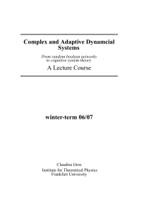 Complex and Adaptive Dynamcial Systems A Lecture
