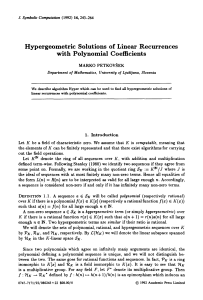 Hypergeometric Solutions of Linear Recurrences with Polynomial