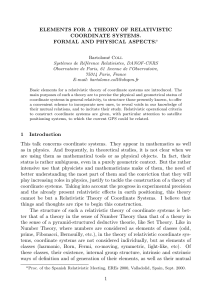 ELEMENTS FOR A THEORY OF RELATIVISTIC COORDINATE