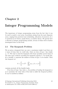Integer Programming Models