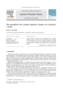 The probability that random algebraic integers are