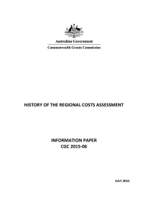 History of the assessment - Commonwealth Grants Commission